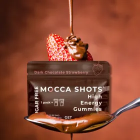 Sugar Free Mocca Shots Energy Gummies with Caffeine | 12-Pack - Dark Chocolate Strawberry
